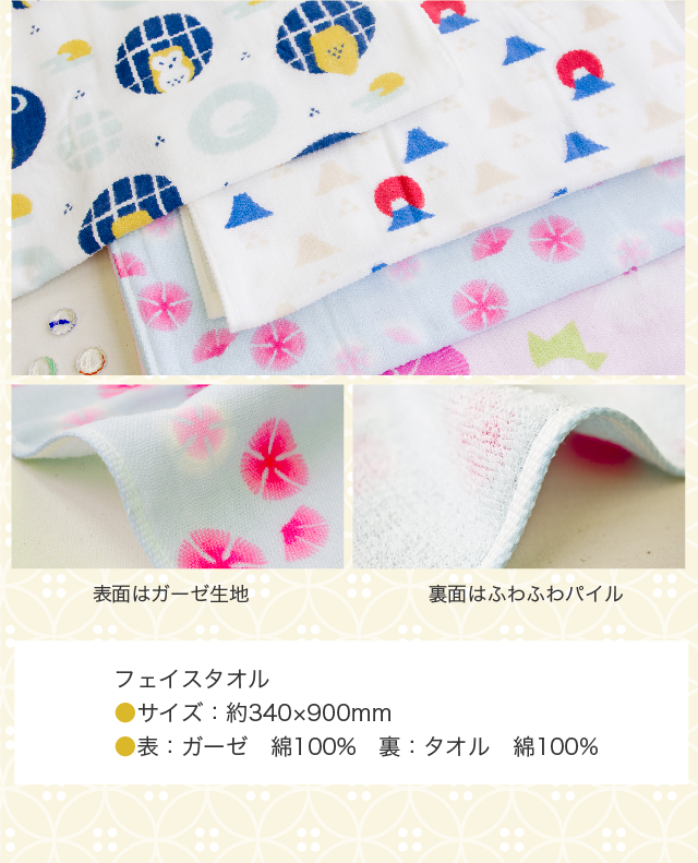 表面はガーゼ生地・裏面はふわふわパイル