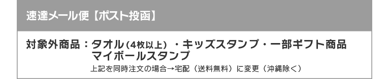 速達メール便 【ポスト投函】　（ネコポス・ヤマト運輸）