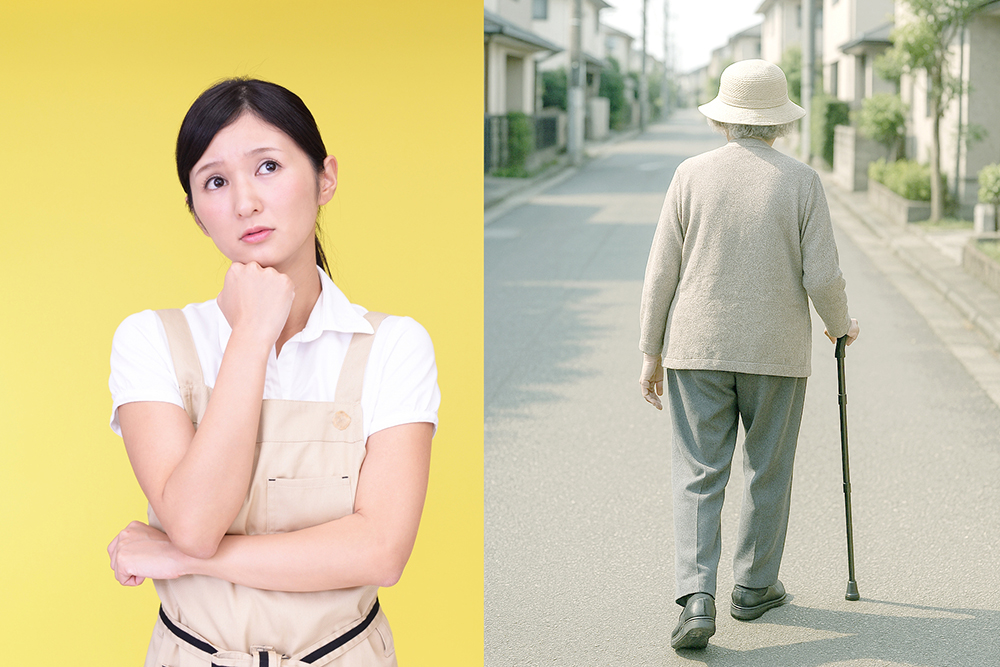 認知症の徘徊に悩む女性