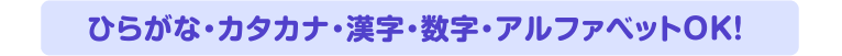 ひらがな・カタカナ・漢字・数字・アルファベットOK！