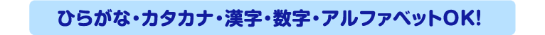 ひらがな・カタカナ・漢字・数字・アルファベットOK！