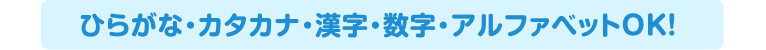 ひらがな・カタカナ・漢字・数字・アルファベットOK！