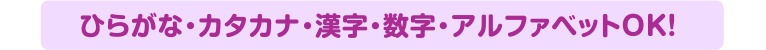 ひらがな・カタカナ・漢字・数字・アルファベットOK！