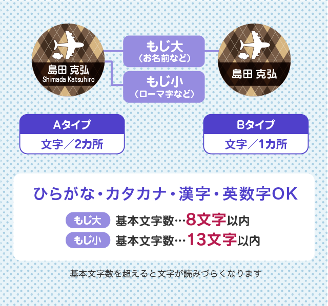 ひらがな・カタカナ・漢字・英数字OK