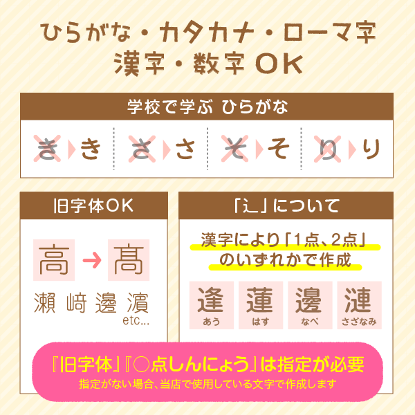 旧字体・異体字体での作成も可能です