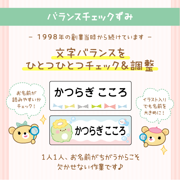 お名前タグ文字の見本です