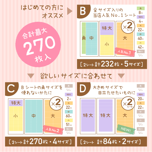 はじめての方にオススメ・欲しいサイズに合わせて