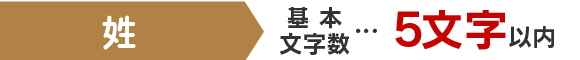 姓 基本文字数…5文字以内