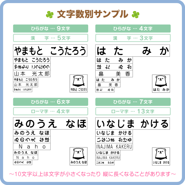 文字数別サンプル