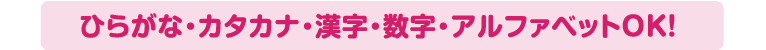 ひらがな・カタカナ・漢字・数字・アルファベットOK！